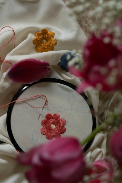 floral embroidered patch